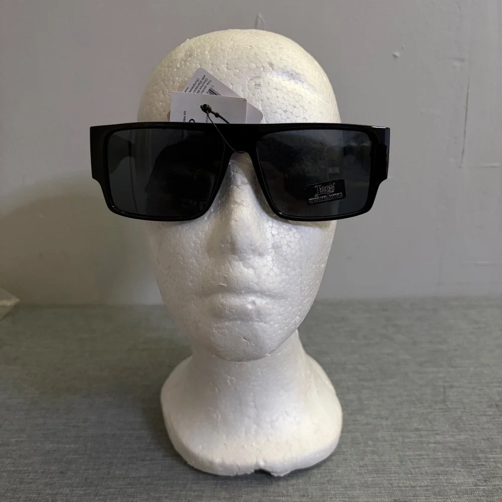 Locs Sunglasses Men OS Gloss Black Hardcore Shades Rectangular UV Protection
